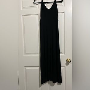 Black cotton stretch maxi dress.